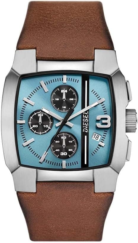 Diesel Relógio analógico para homens de quartzo com correia em couro DZ4675, Castanho, DZ4675-AMZUK