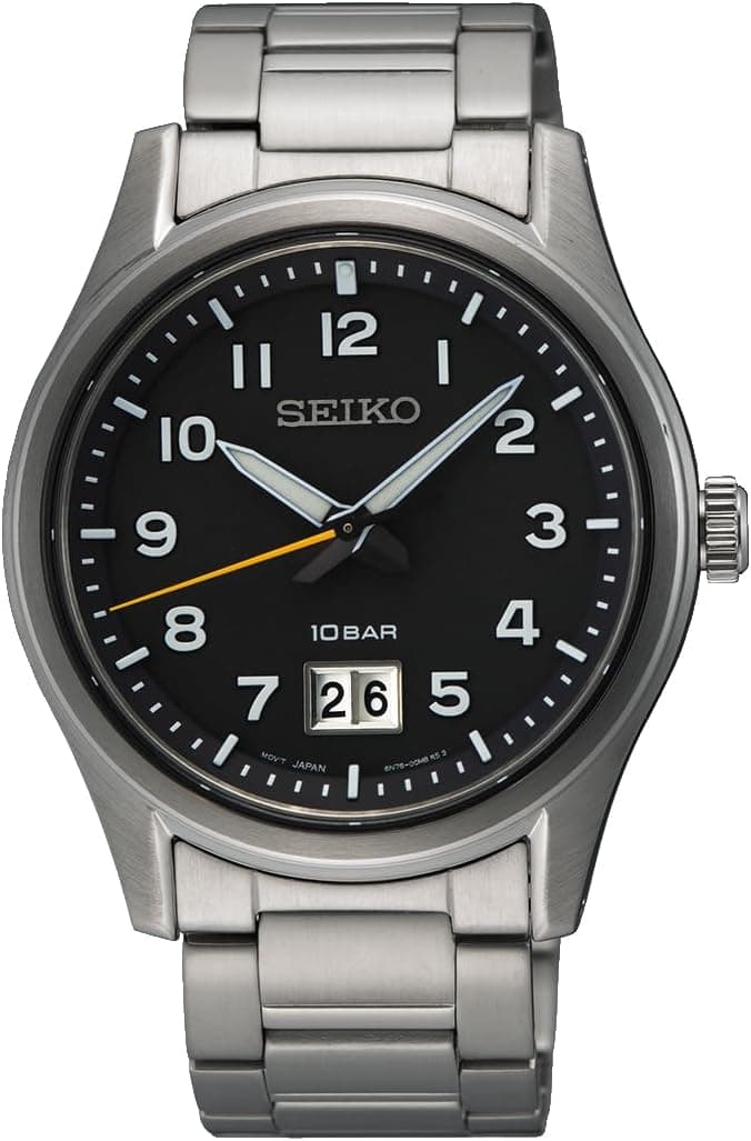 Seiko SUR569P1 | Relógio analógico masculino em aço inoxidável com cristal de safira e resistência à água até 100 m.