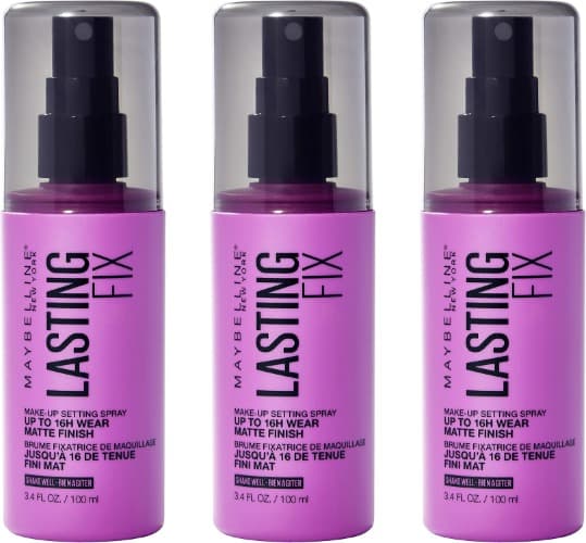 Maybelline Spray de fixação de New York para maquilhagem de longa duração, transparente, 100 ml x 3