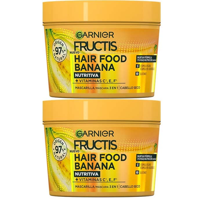 GARNIER Fructis Hair Food Banana máscara 3 em 1 - 400 ml x 2