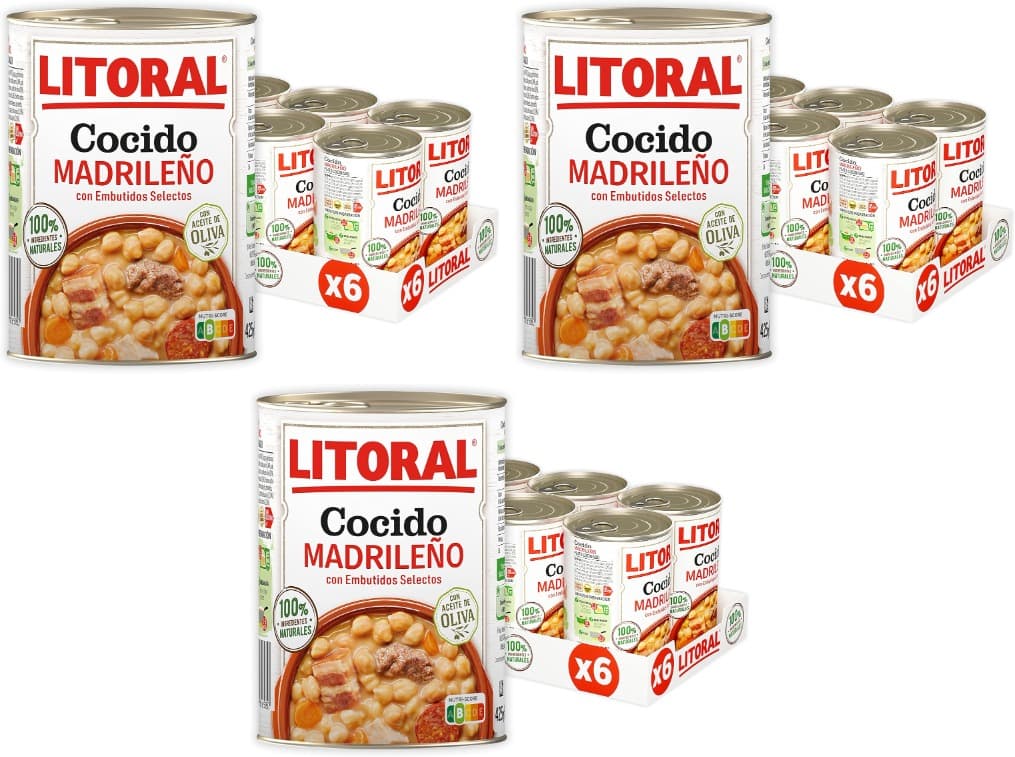 LITORAL madrilenho cozido - prato preparado sem glúten - 18 x 425 g - total: 7,65 kg