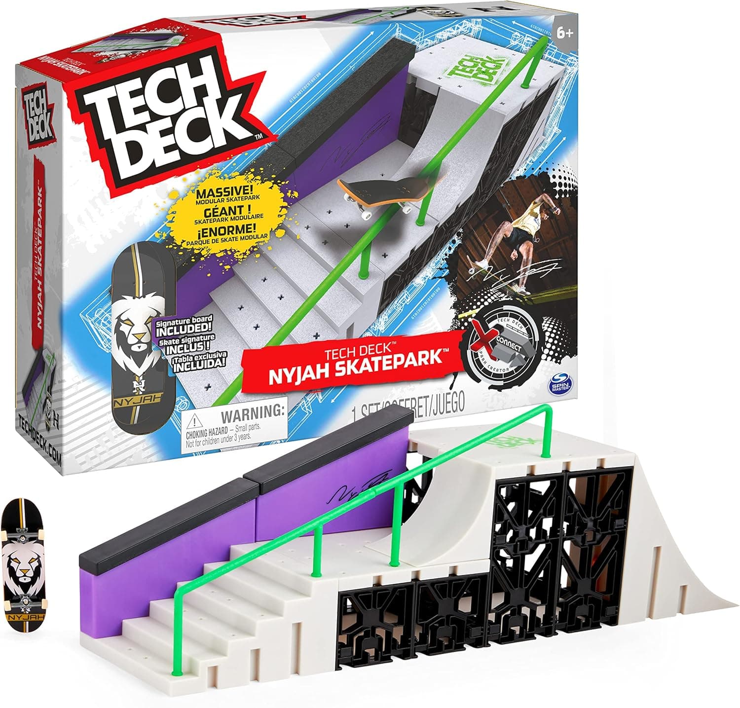 Tech Deck - Skate Park Dedos - Nyjah Skatepark X-Connect Park Creator - Jogo de rampas de skate personalizável de tamanho grande com um Fingerboard exclusivo - 6060504 - brinquedos crianças 6 anos +