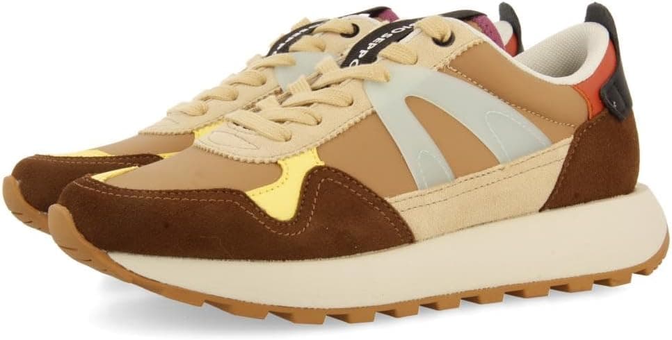 Sneakers multicoloridos em pele verde