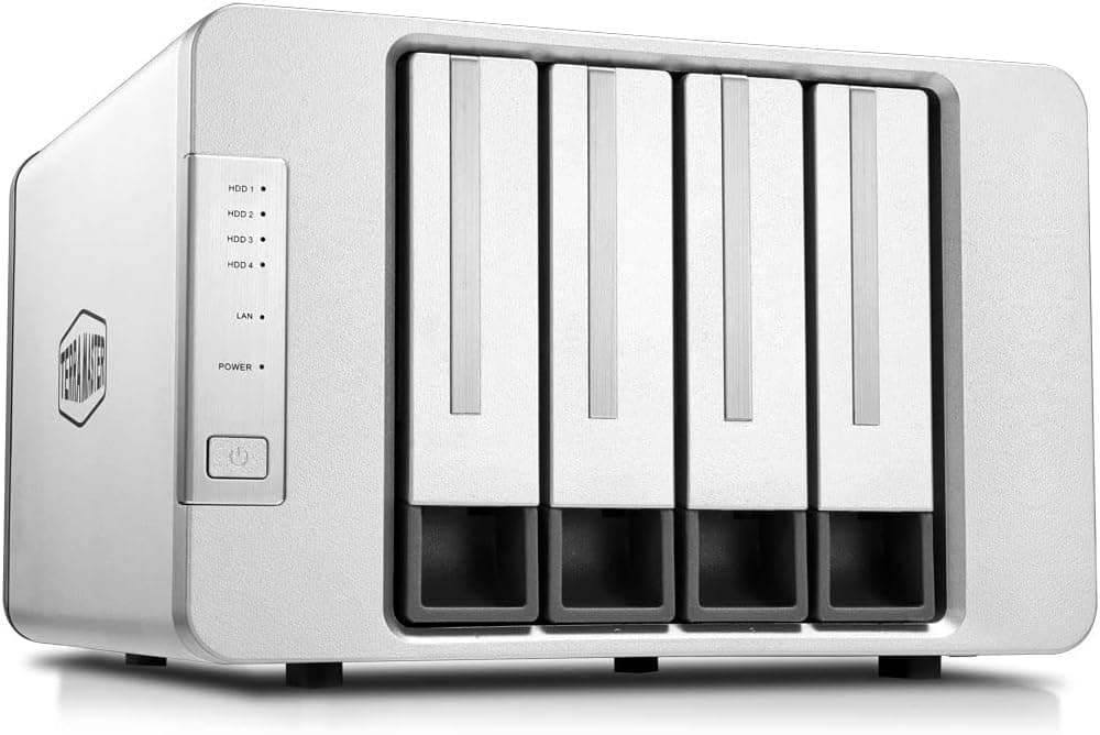 TERRAMASTER F4-423 NAS de alto desempenho de 4 baías para SMB com CPU de quatro núcleos N5105/5095, memória DDR4 de 4 GB, 2 portas de 2,5 GbE, servidor de armazenamento em rede (4bay(F4-423))