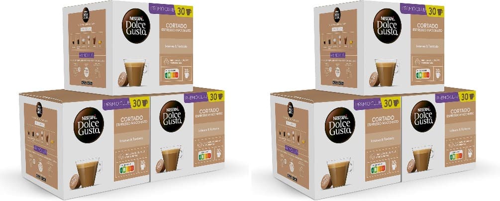 NESCAFÉ Dolce Gusto Cortado, 90 cápsulas, Notas a almendra tostada (3 pack x 30 ) = 90 x 2 =180