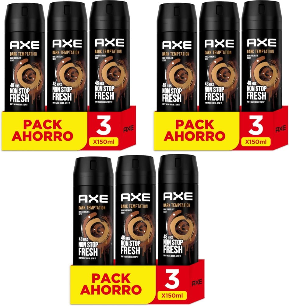 Axe Desodorante Bodyspray Dark Temptation 150 ml, 9 unidades