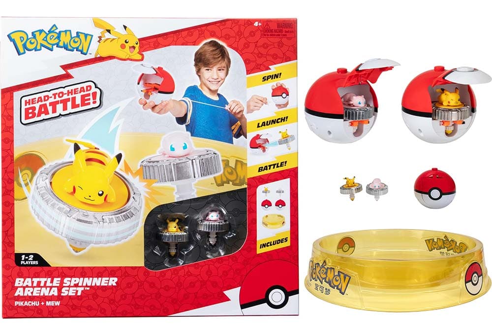 Pokémon Battle Spinner Arena Set – Dois Spinners de batalha com dois lançadores de bolas Poké Spinner e Battle Arena