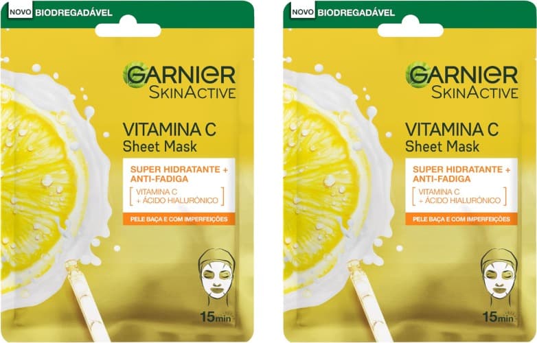 Garnier SkinActive Máscara facial vitamina C, 2 embalagens