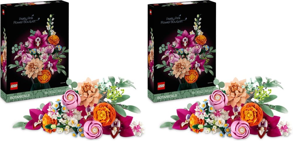 LEGO Botânico ramo de flores fantasia em rosa casaco para adultos, decoração floral para casa e escritório com margaridas, eucalipto artificial e rosa, presente para mulheres, homens e mães 10342