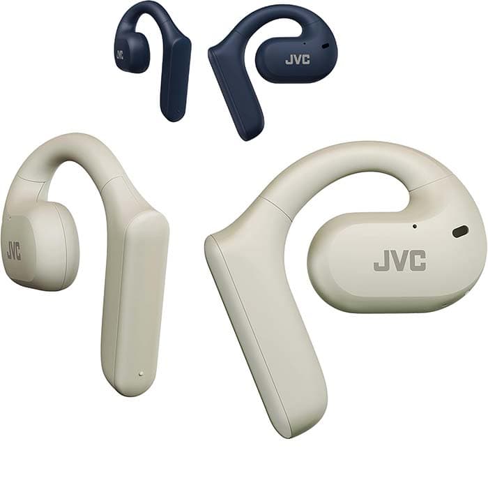 JVC Auriculares sem fios desportivos 27 h de bateria, som, auriculares de ouvido aberto, resistentes à água IPX4, micro duplo, auriculares de corrida - HA-NP35T-W, branco