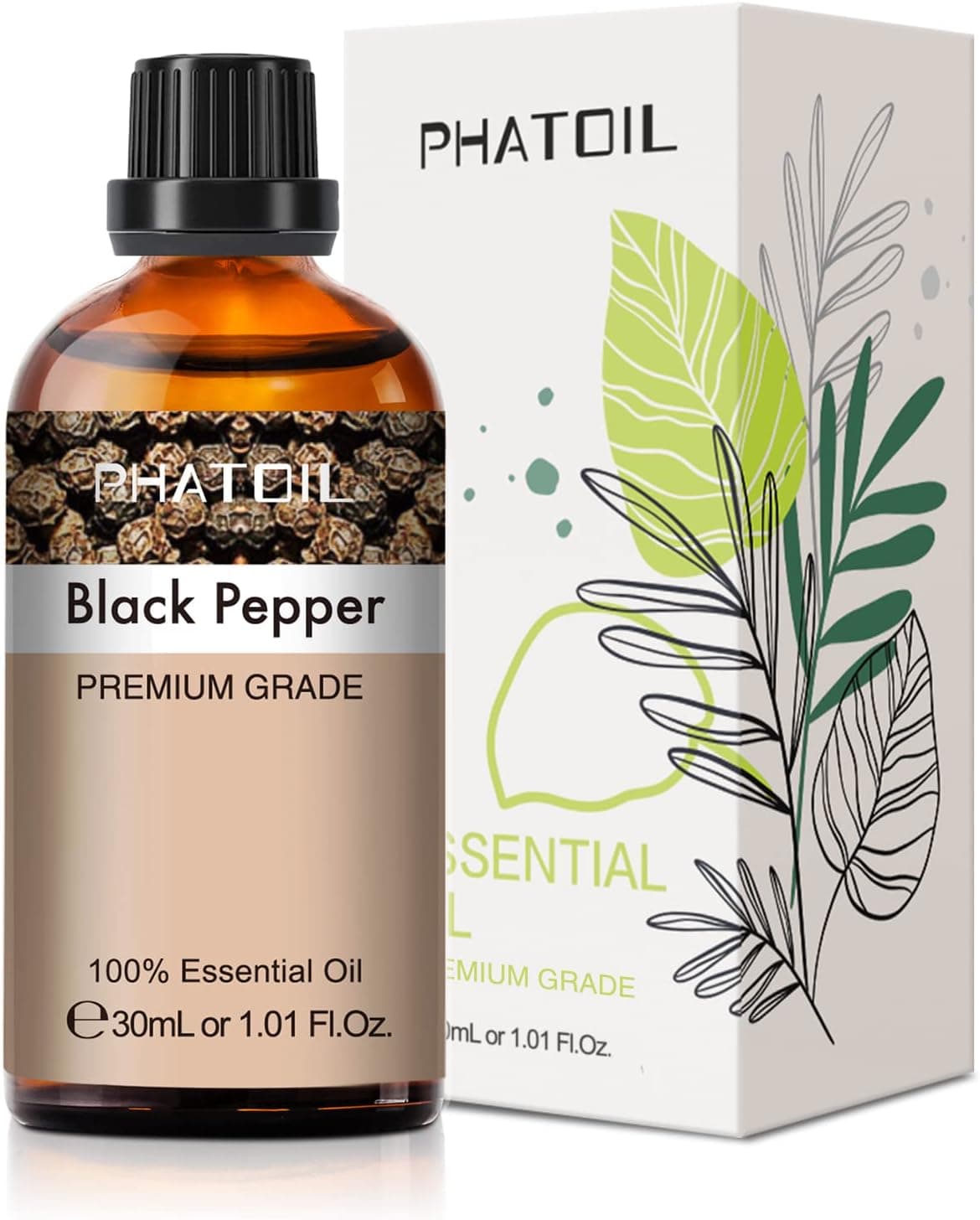 PHATOIL Óleo essencial de pimenta preta de 30 ml, óleos essenciais naturais puros para humidificador difusor de óleo essencial aromaterapia para relaxar, massagem, sabão, velas