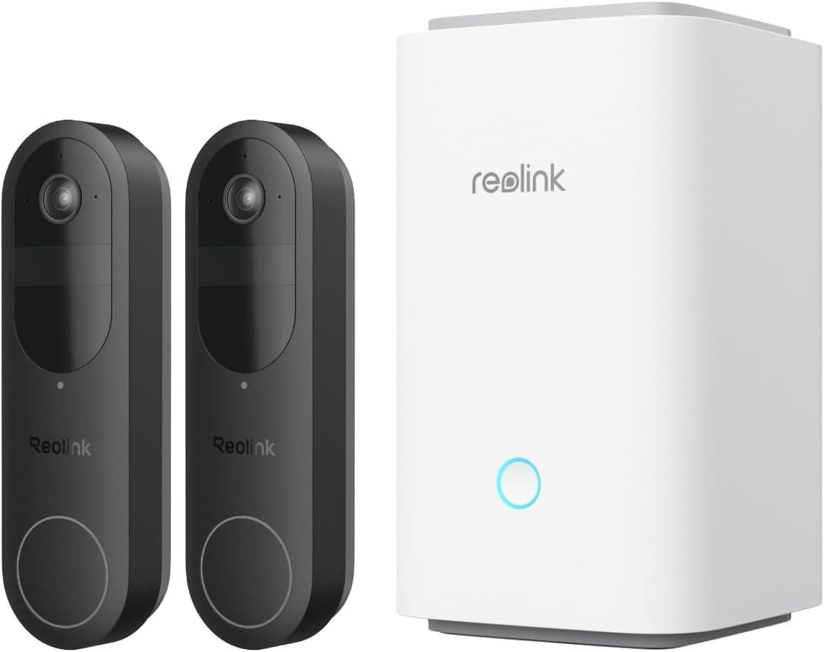 Reolink Video Doorbell 2K Bundle | Campainha vídeo sem fios 2K com hub, deteção inteligente de pessoas e veículos, bateria ou cabo, resistente à água