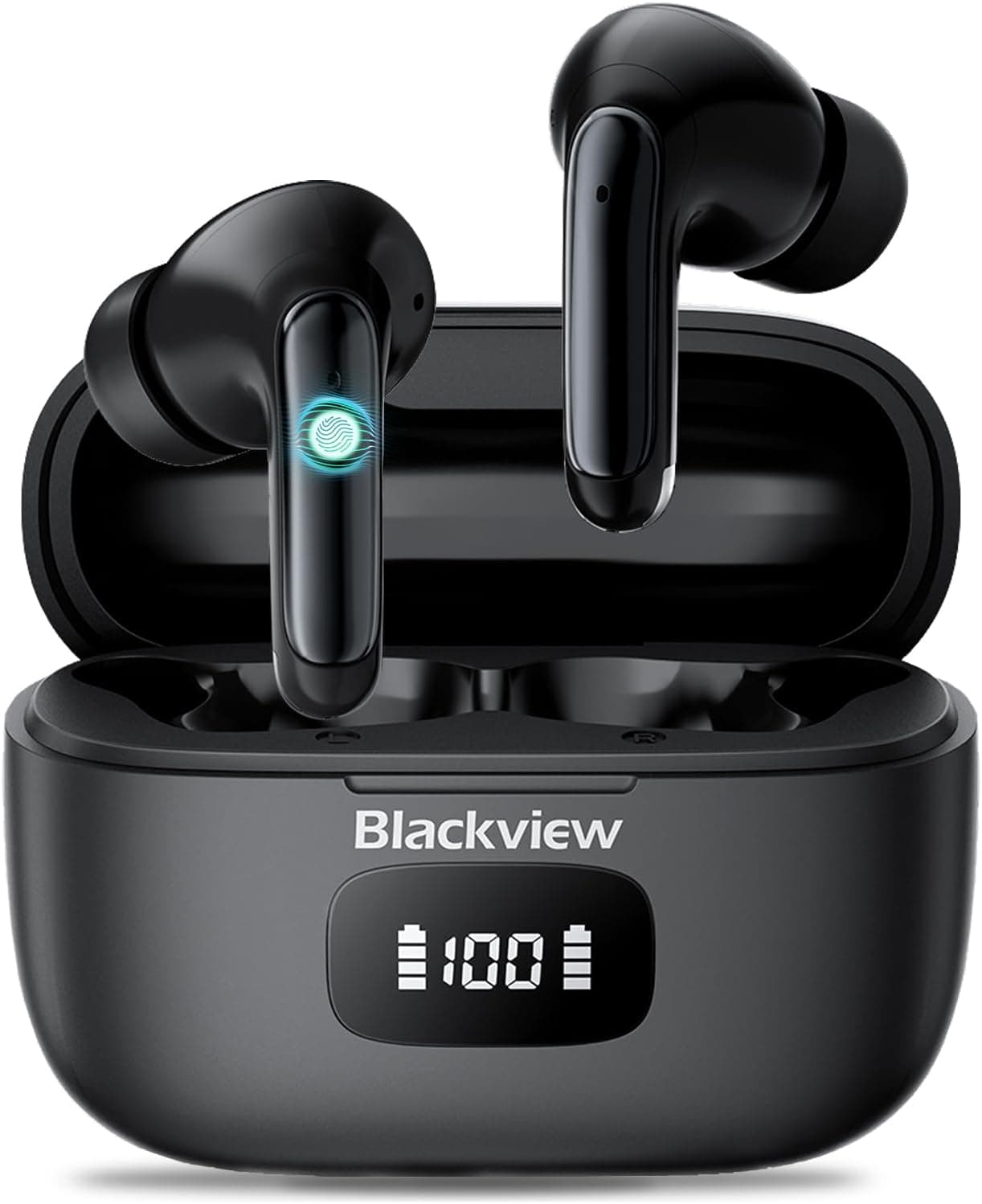 Blackview Airbuds 8 Auriculares sem fios Bluetooth com cancelamento de ruído ativo híbrido - 40 dB, auriculares com 4 HD ENC Mic, 56H estéreo HiFi capacetes sem fios Bluetooth, IPX7 impermeável