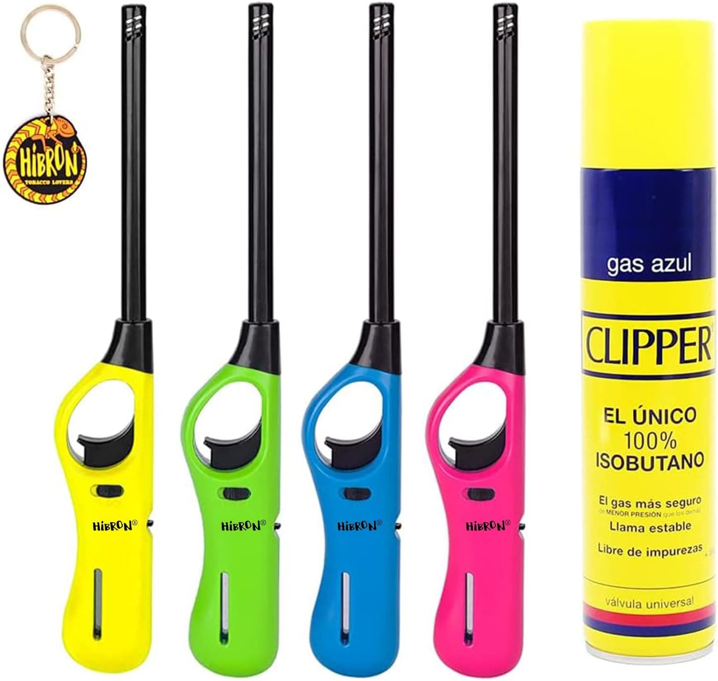 Clipper 4 isqueiro isqueiros cozinha churrasco 1 garrafa de gás 300 ml + 1 porta-chaves, gás serve para recarregar soplete de cozinha