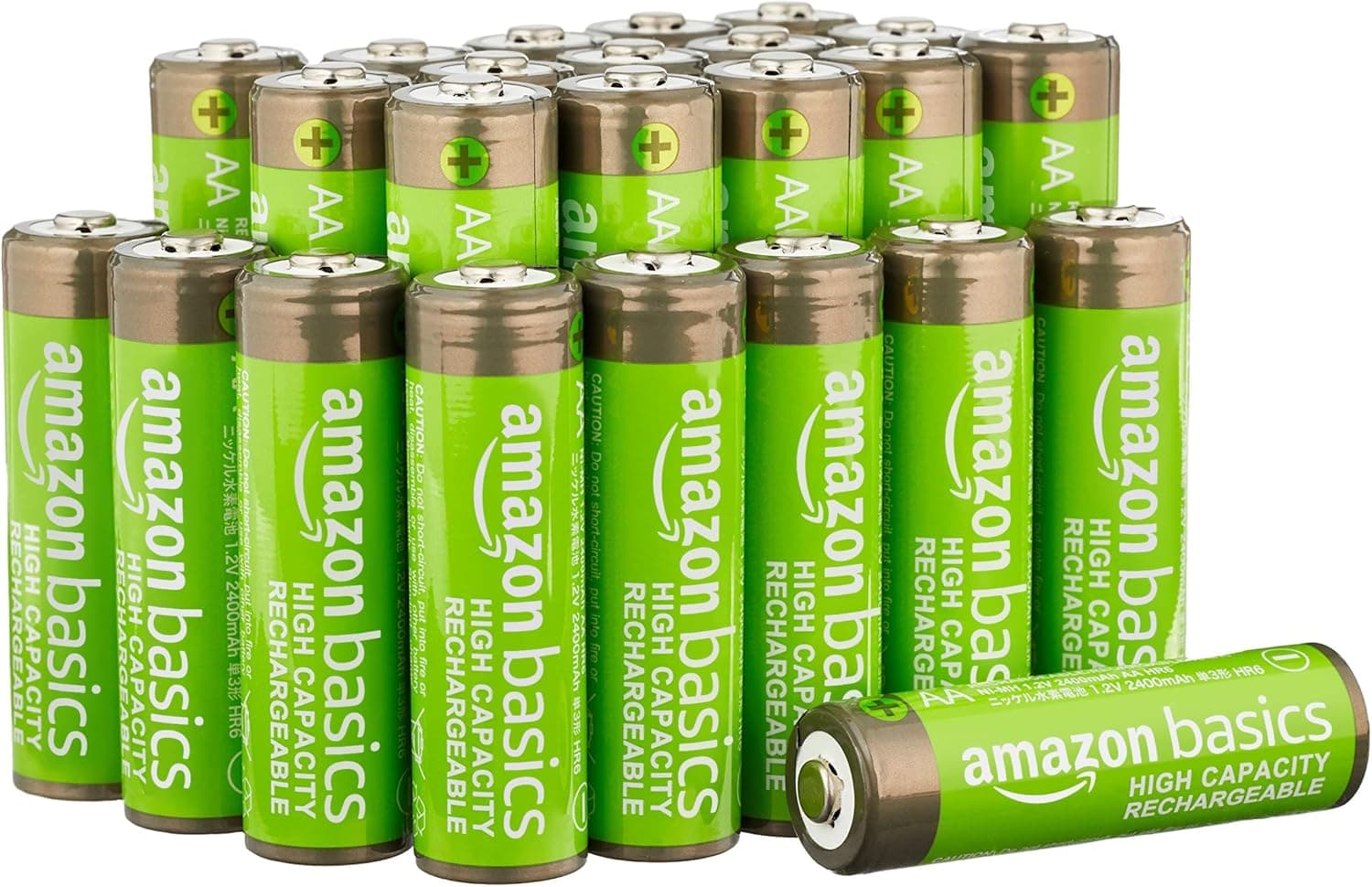 Amazon Basics | Pack de 24 pilhas AA recarregáveis NiMH 2400 mAh pré-carregadas