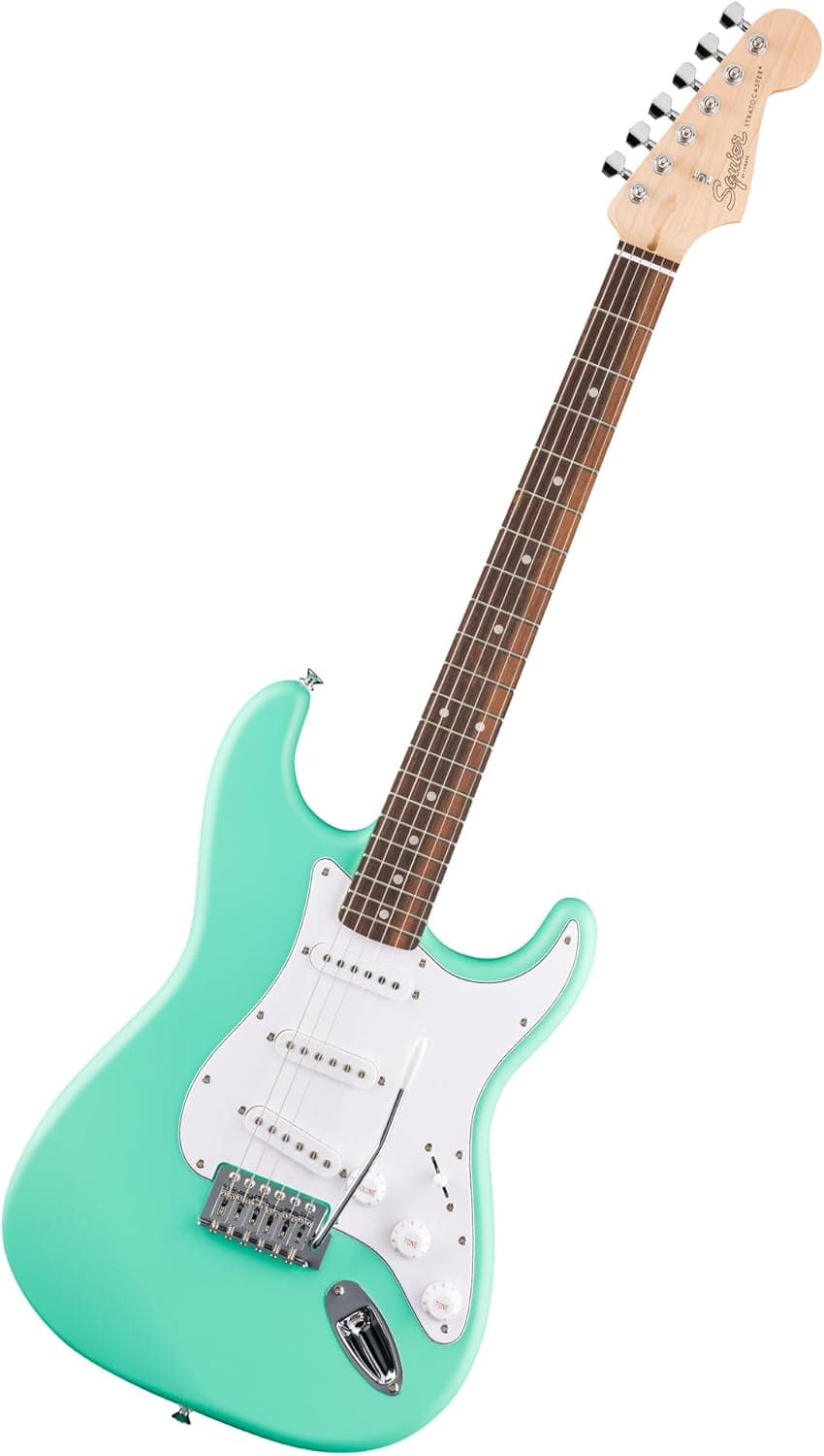 Fender Squier Debut Series Stratocaster guitarra elétrica, guitarra para iniciantes, com 2 anos de garantia, verde Seafoam