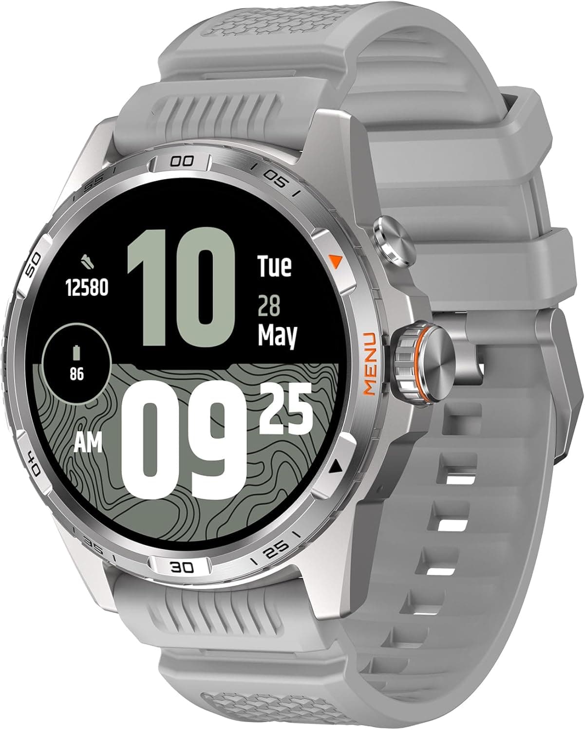 Ticwatch Atlas Smartwatch para homens relógio inteligente com sistema operativo Android Wear para exteriores bateria de 90 horas mais de 110 modos de treino mapa de calor detecção (cinzento)
