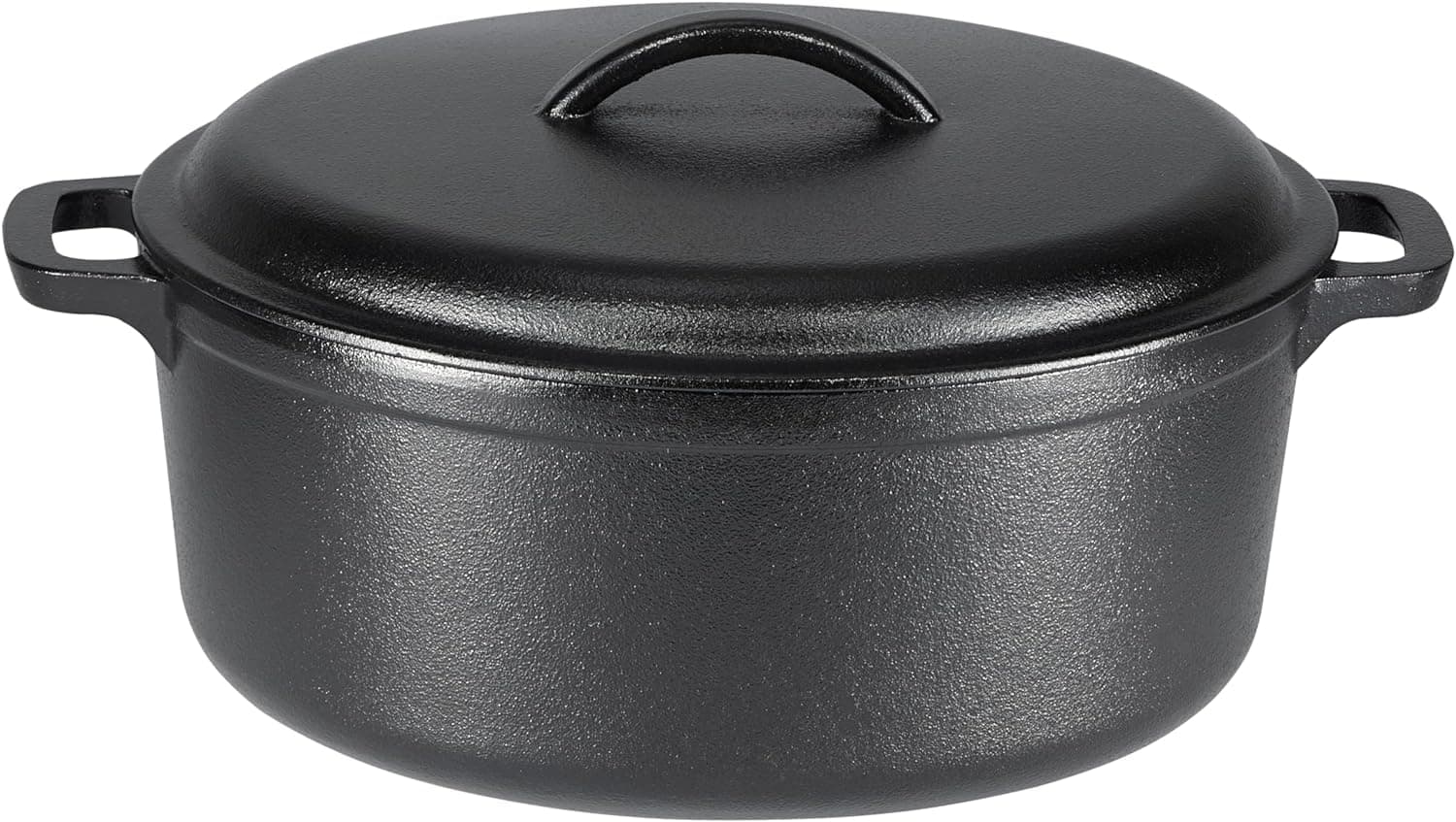 Amazon Basics - Forno holandês de ferro fundido pré-tratado com alça dupla, redondo, 6,62 l, preto