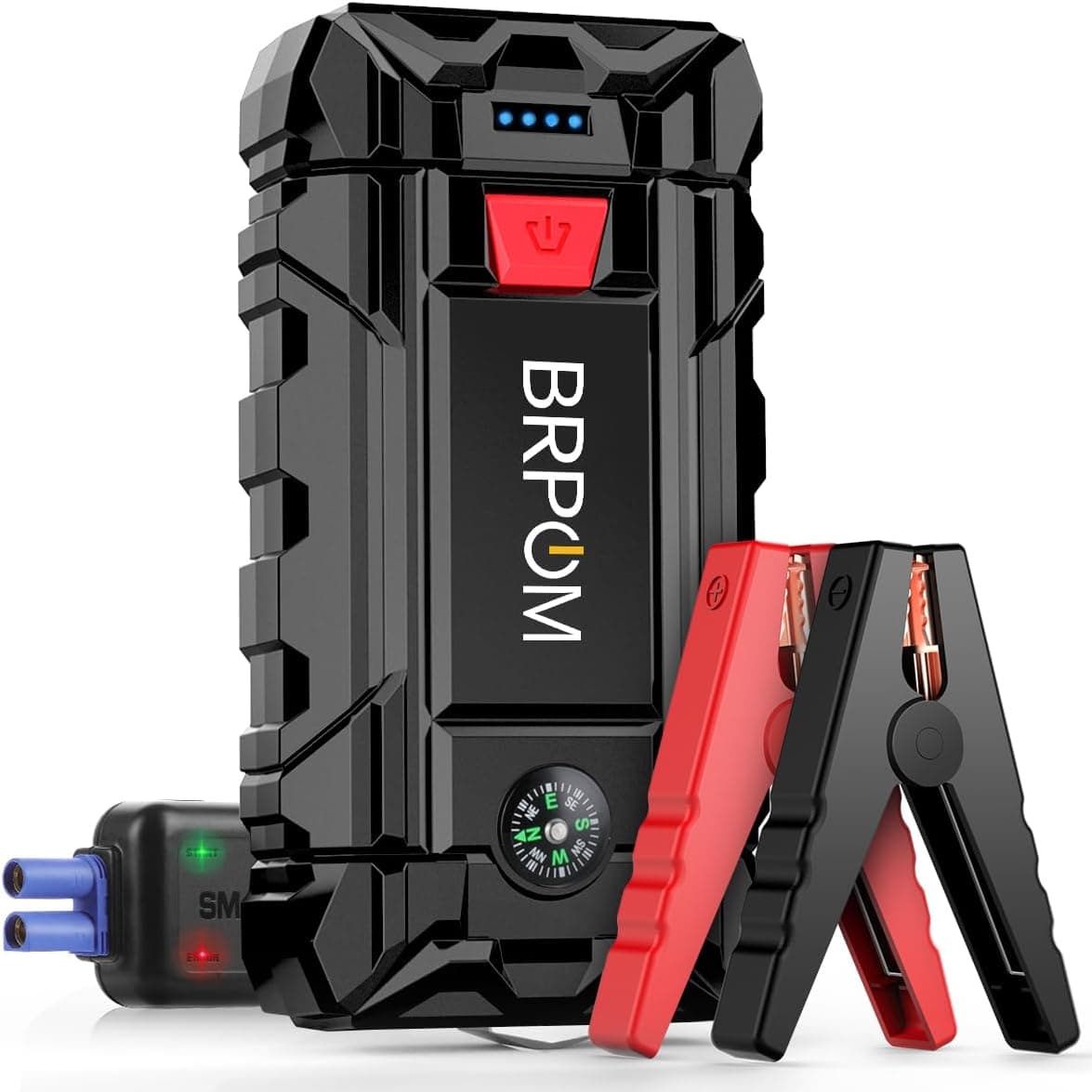 BRPOM - Iniciador de bateria de carro, 3000 A, arranque de emergência para carro/mota (motores a gasolina de até 7,0 l ou motores diesel de 5,5 l), lanterna LED, porta USB para smartphone