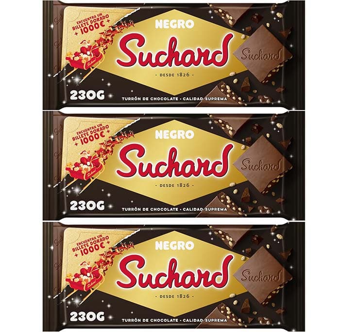 Suchard Tablete de torrão de chocolate preto com arroz inflado, 230 g x 3