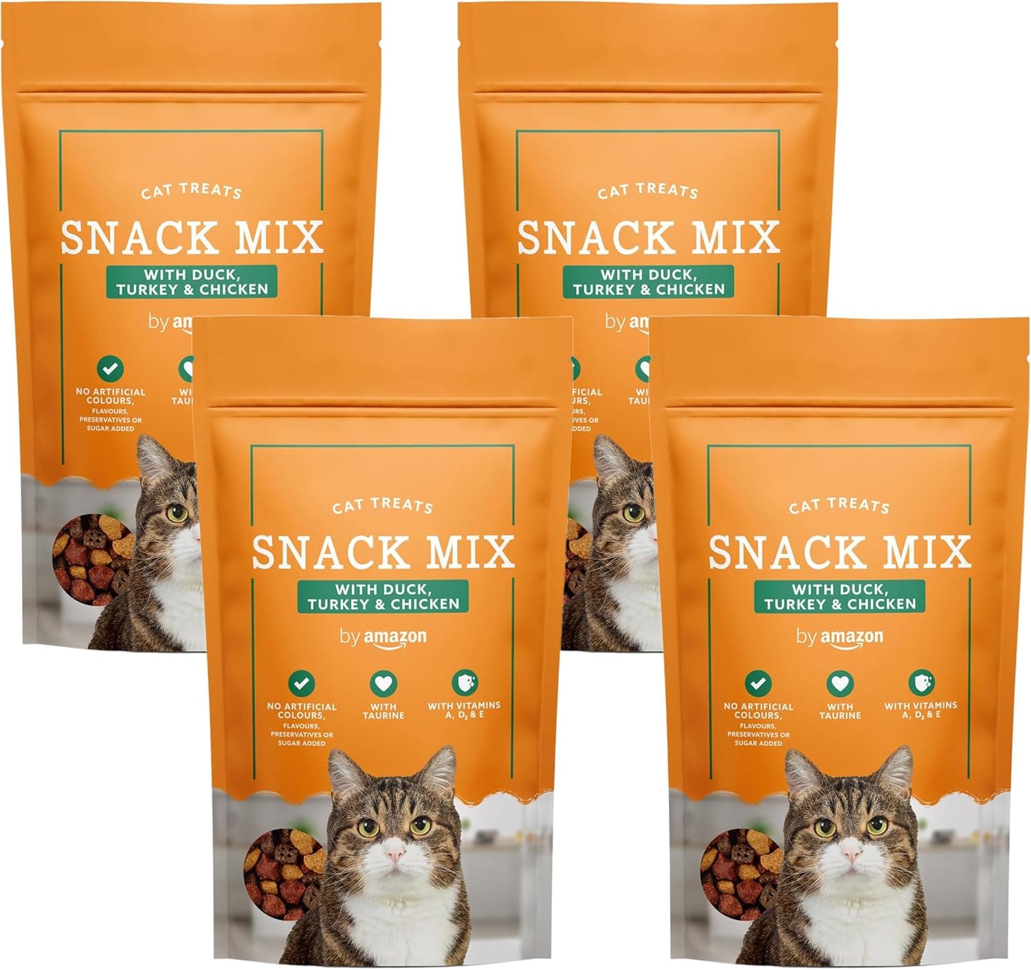 by Amazon Snack Mix | Snacks para gato com pato, peru e frango, 4 unidades de 70 g