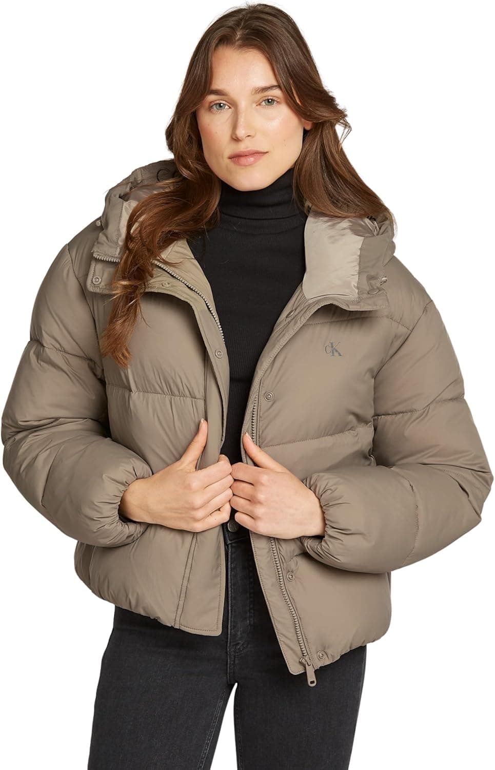 Calvin Klein Casaco acolchoado mulher Short Hooded Puffer com capuz