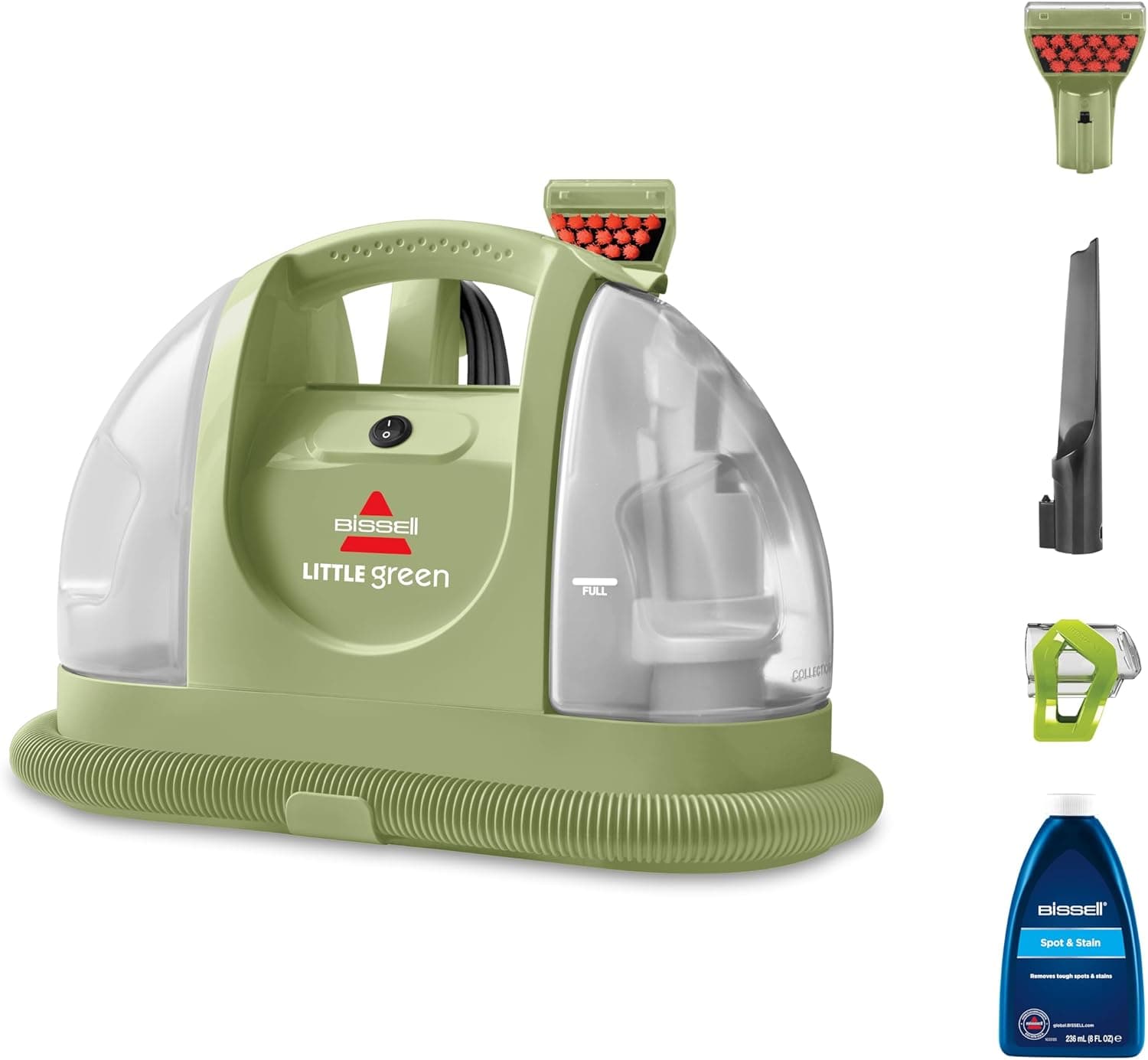 BISSELL Little Green, aspirador de água tapeçaria, máquina de lavar aspirador para manchas quotidianas e sujidade, limpador de líquidos para tapetes, tapeçaria, sofá, carros e mais