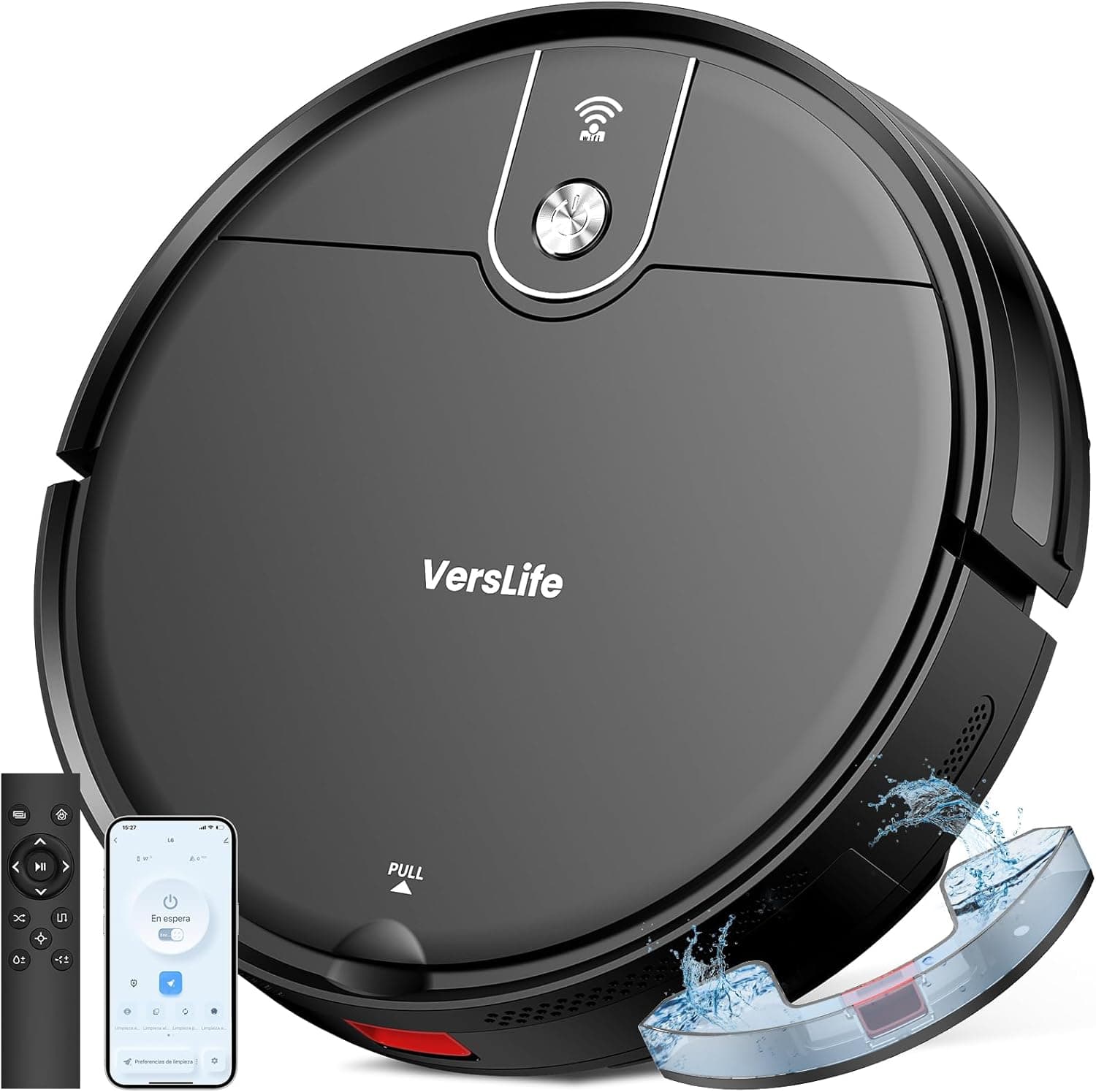 Verslife L6 | Robot aspirador e mop 4000Pa com sensores anticolisão e controlo por app para pisos duros carpetes e pelos de animais