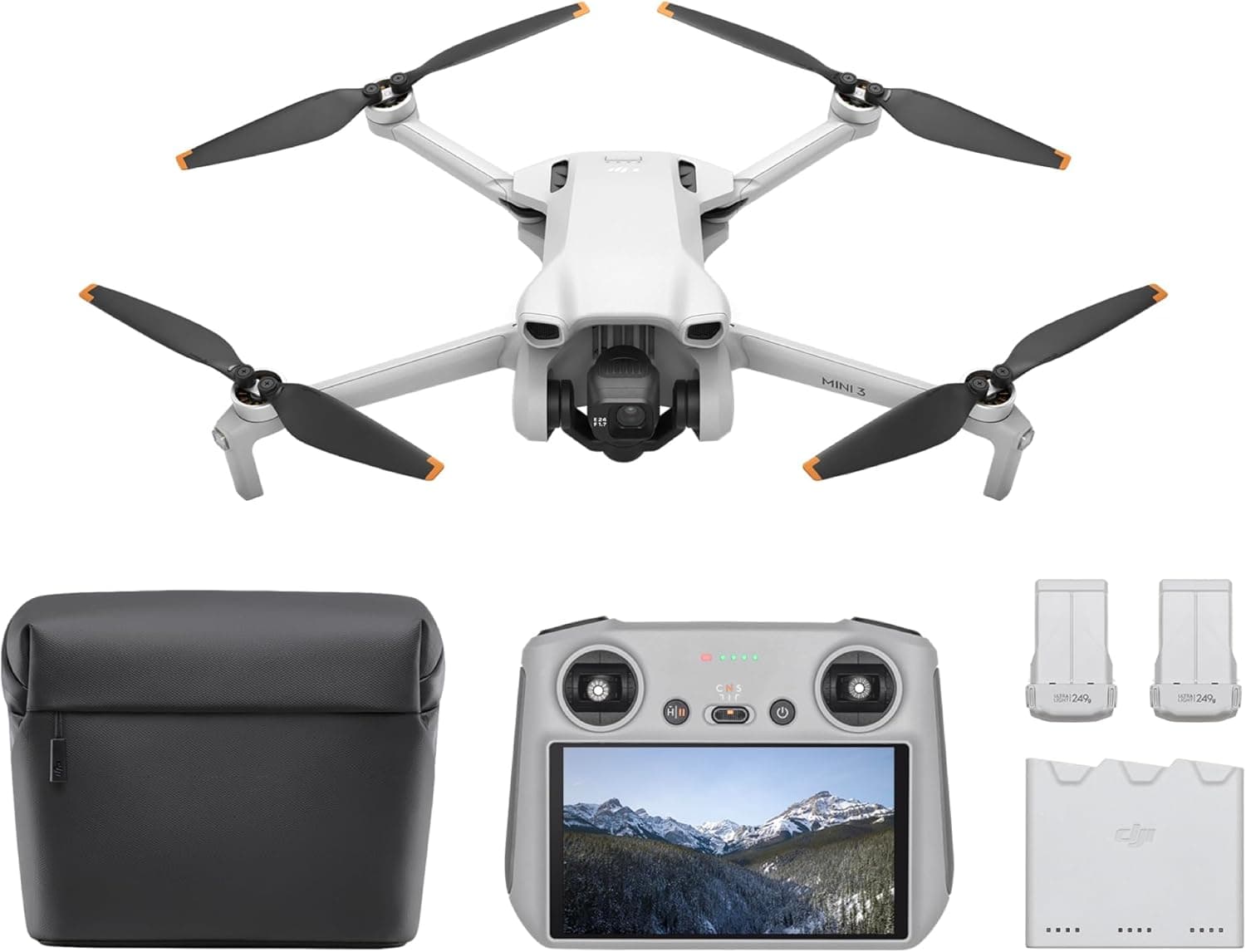 DJI Pack Mini 3 Voe Plus (RC), Dron Mini com câmara leve e dobrável com vídeo 4K HDR, 38 minutos de tempo de voo, gravação vertical e funções inteligentes, cinzento, C0