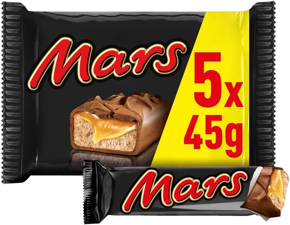 Mars Chocolatina deliciosa creme de torrão e caramelo revestidos do melhor chocolate com leite, 5 x 45 g
