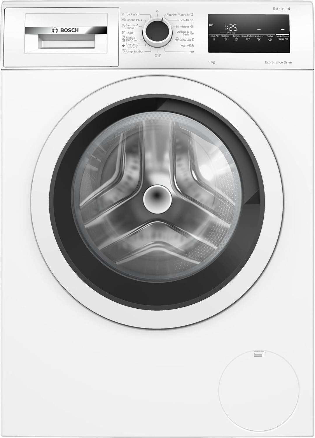 Bosch Série 4 - Lavadora de carregamento frontal, 9 kg, 1200 RPM, função IronAssist, ActiveWater Plus, motor EcoSilence, branco - WAN24200EP