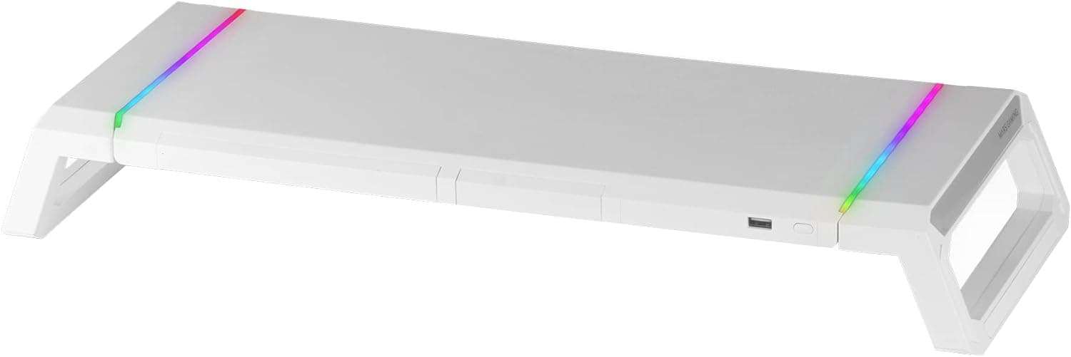 Base para monitor para jogos MGS-ONE WIHTE ajustável a 3 tamanhos porta USB 2.0 WHITEE MGSONEW