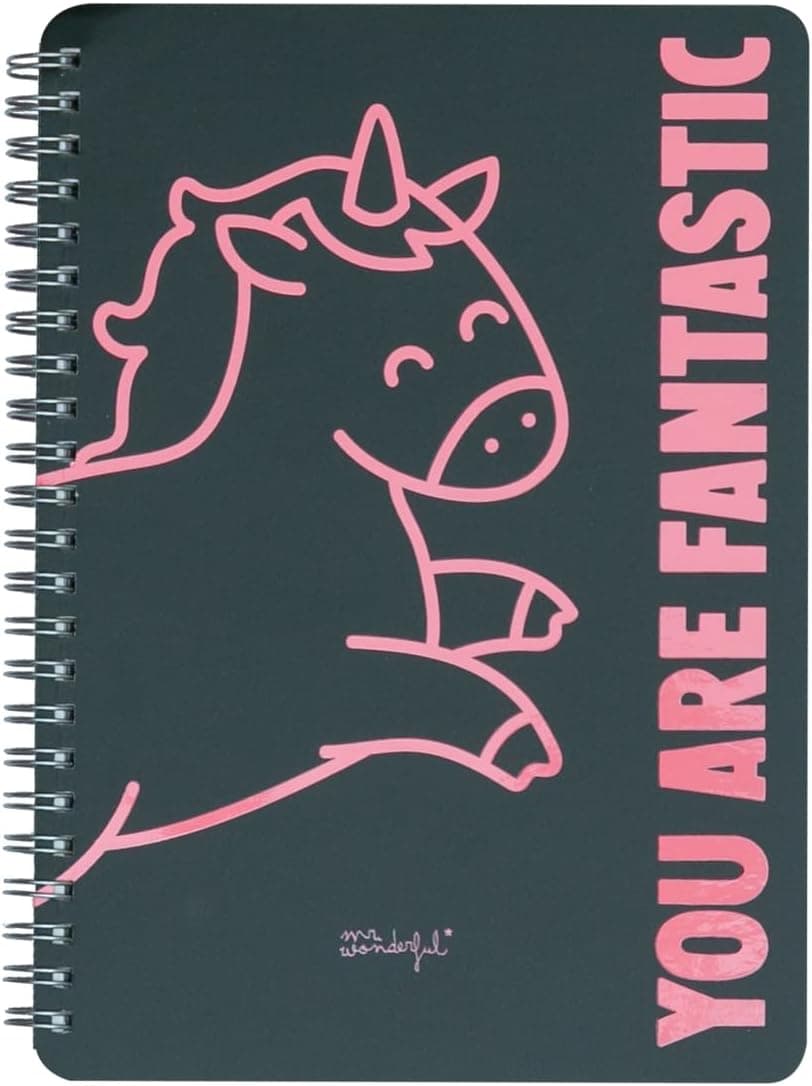 Mr. Wonderful Unicornio Negra | Caderno A5 de argolas com capa unicornio