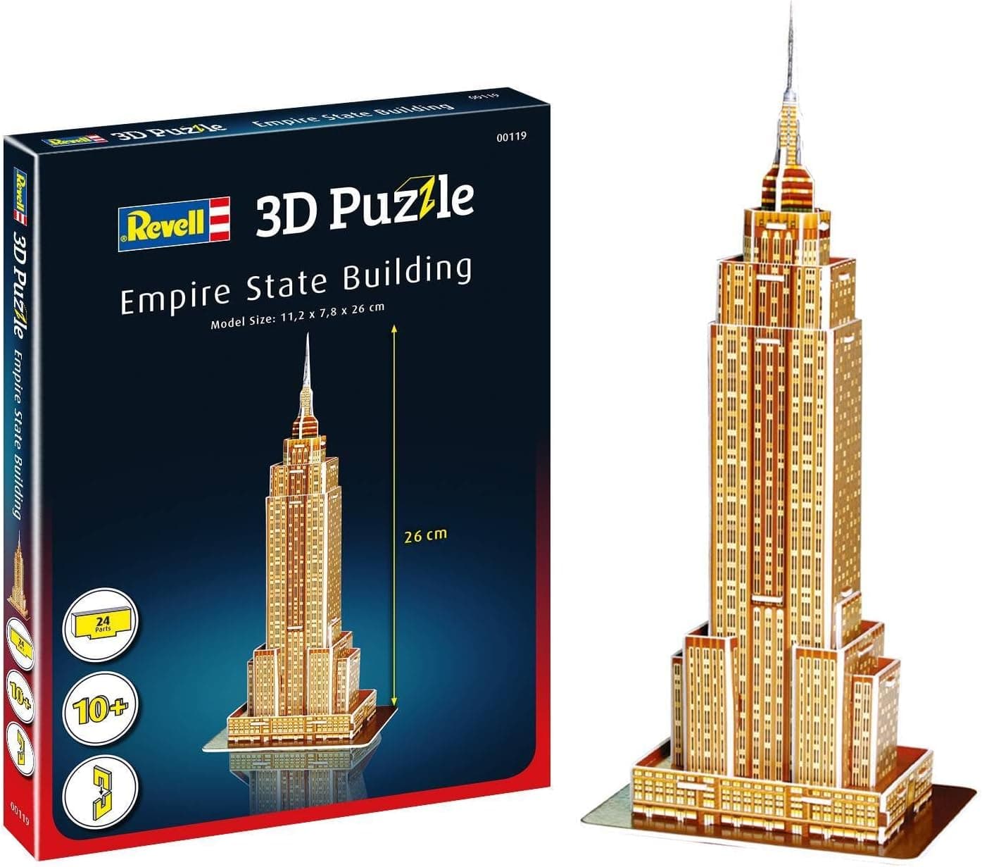 Revell 3D Puzzle- Empire State Building, o arranha-céus, um marco de Nova Iorque descubra o mundo em 3D, diversão para jovens e idosos, cor colorida (119)