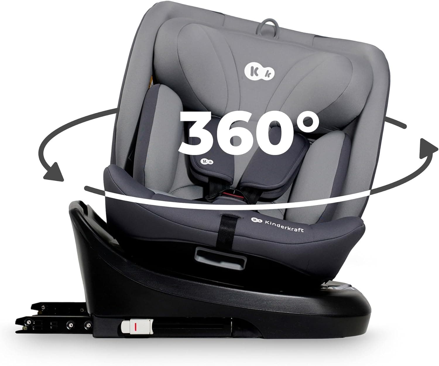 Kinderkraft I-GROW Cadeira de carro para bebé e crianças, I-SIZE 40-150 cm, Isofix, cadeira ajustável, cadeira, RWF, FWF, universal para assento de carro, 360º, grupo 0+/1/2/3, 0-36 kg, cinzento