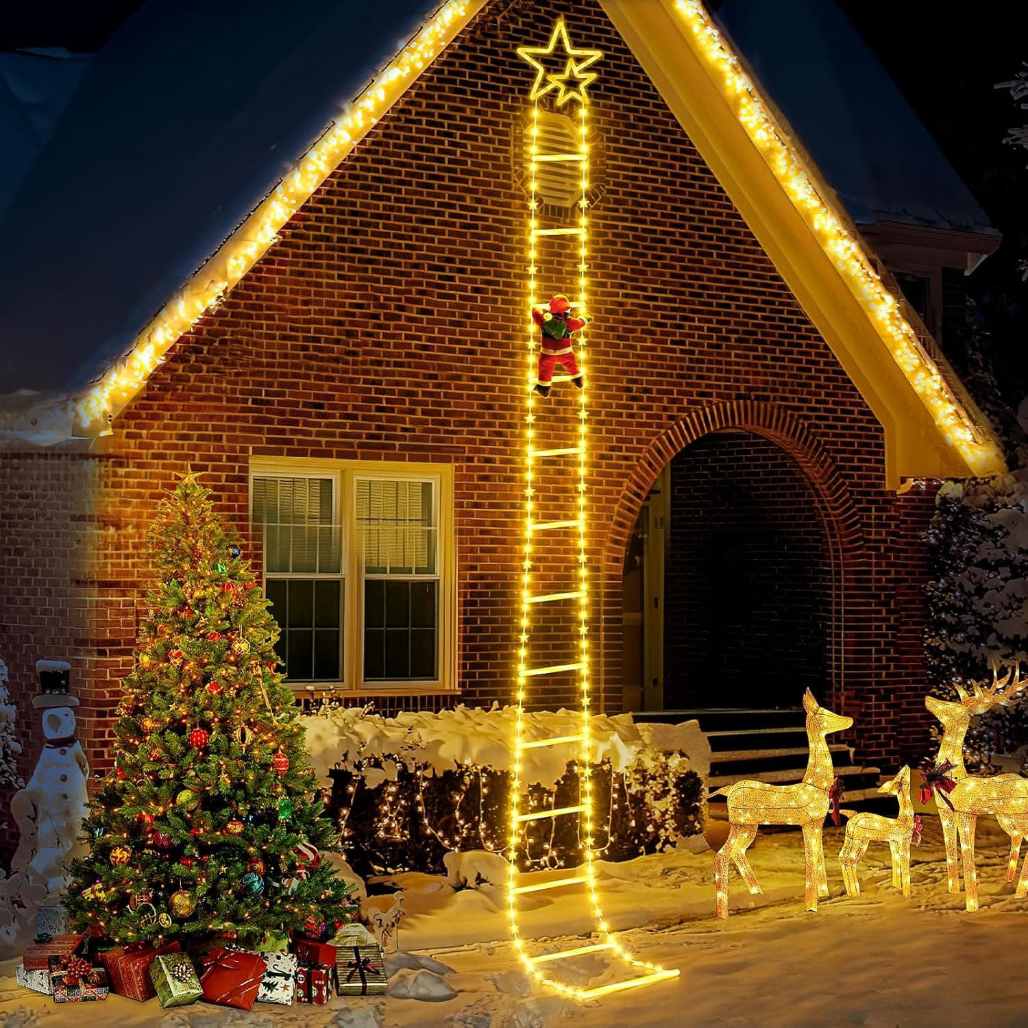 Possily Luzes de Natal, 300 cm luzes LED de Natal exterior com pai Natal, 8 modos luzes de Natal árvore, ornamentos de Natal grinalda de luzes para exterior interior casa janela jardim vitrine