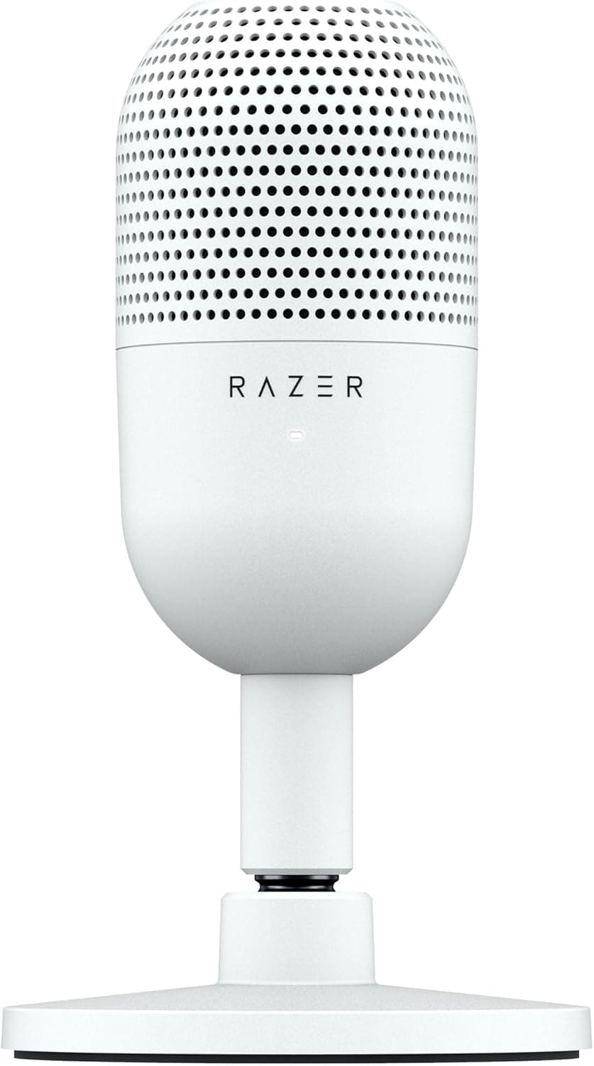Razer Seiren V3 Mini Microfone USB ultracompacto, microfone condensador de 14 mm (padrão de captação supercardióide, sensor Tap-to-mute com indicador LED, amortecedor incorporado) Mercury