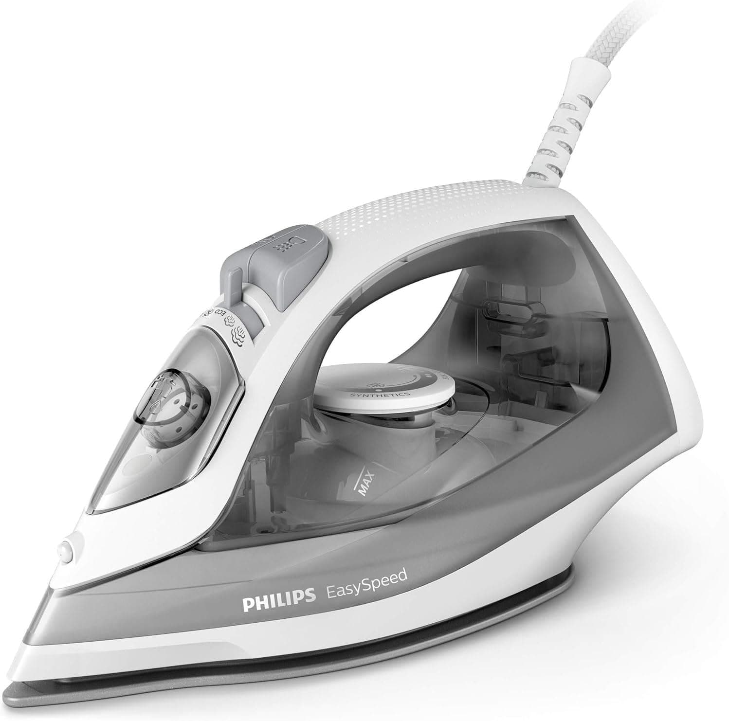 Philips EasySpeed Ferro a vapor, 2000 W de potência, golpe a vapor de 100 g, depósito de água de 220 ml, sola de cerâmica anti-riscos, sistema anti-gotejamento, controlo Calc-Clean (GC1751/80)