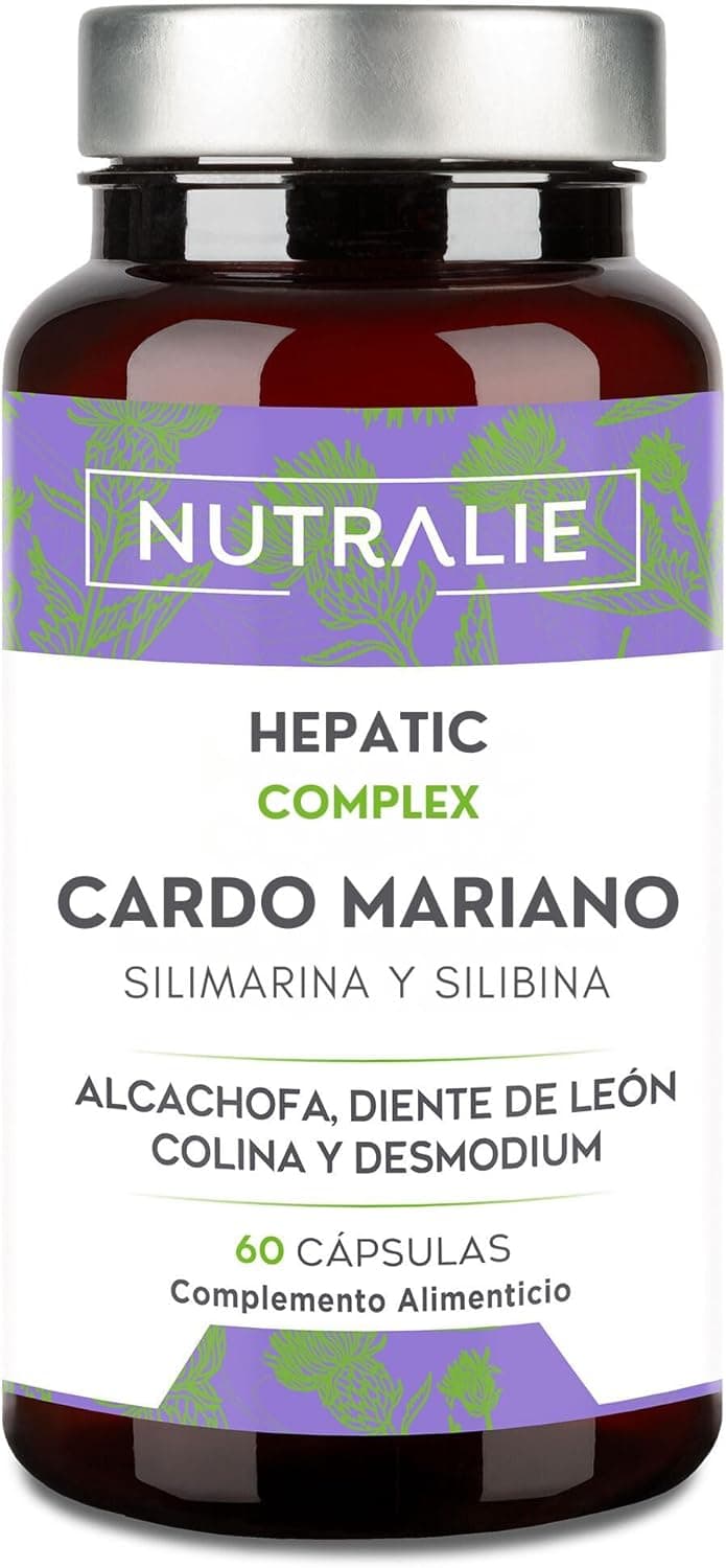 Cardo mariano Hepatic Complex - 2092 mg - Alcachofra dente-leão Detox fígado - Desmodium colina - Milk Thistle 80% silimarina 30% silibina - Liver Detox - 60 cápsulas veganas - Nutralie