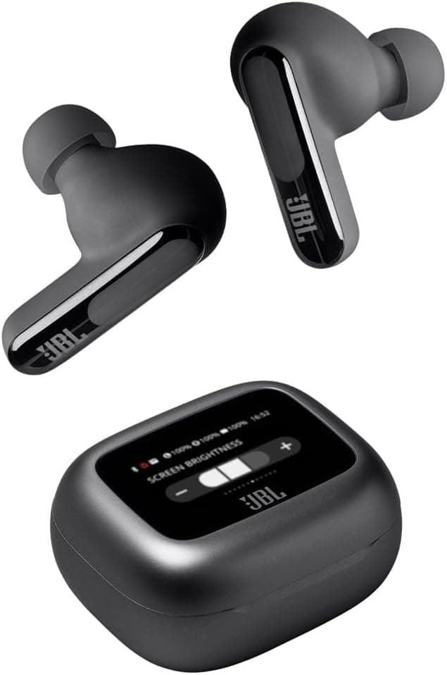 JBL Live Beam 3 Auriculares sem fios com botão com almofadas, True Wireless com cancelamento de ruído adaptável, até 48 horas de reprodução, Bluetooth, áudio de alta resolução, preto