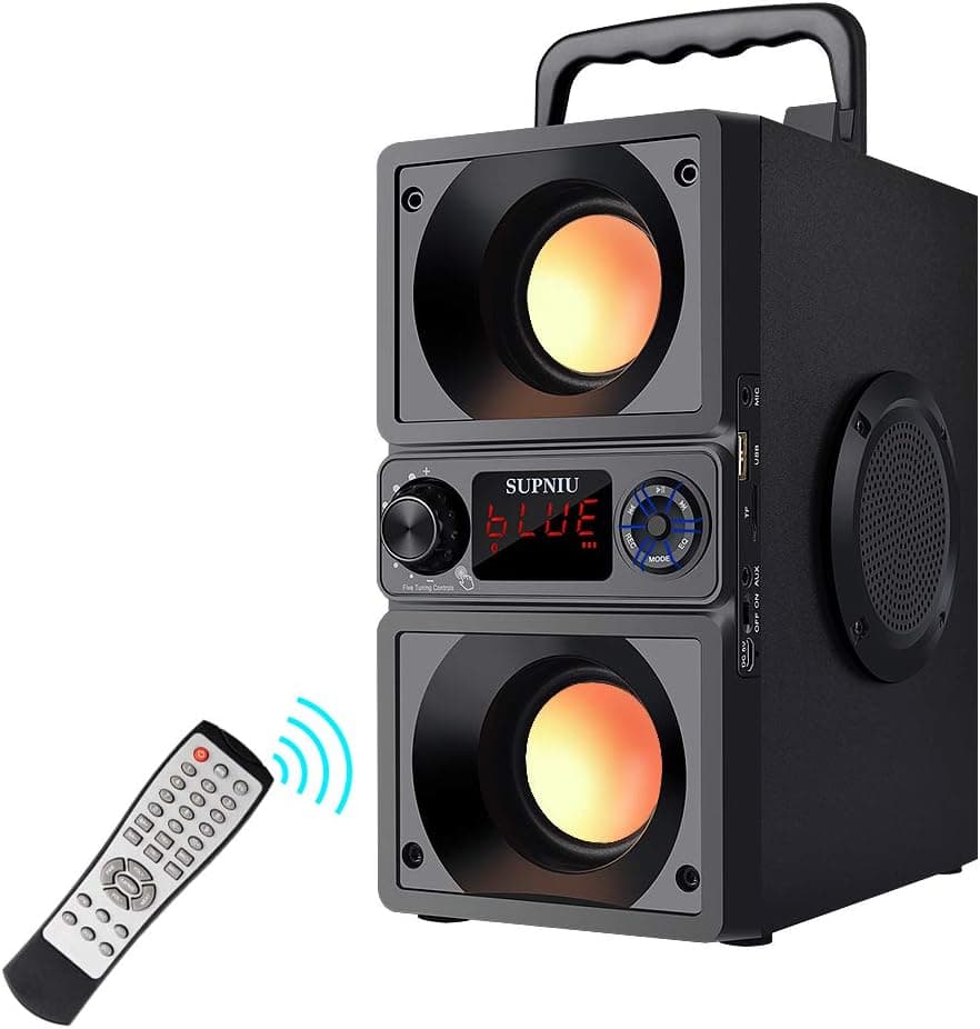 Coluna portátil, 40 W (60 W Peak) com duplo e pesado Bass Bluetooth 5.0 sem fios de 100 pés poderoso suporte de altifalante ao ar livre rádio FM para casa ao ar livre