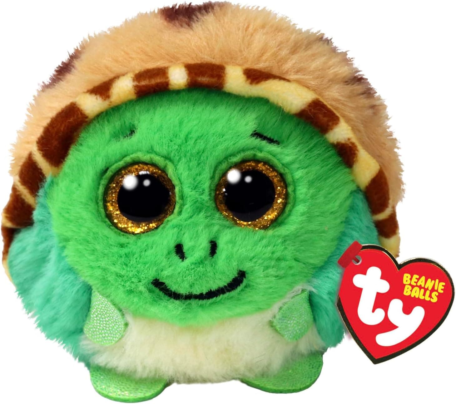 Ty Beanie Balls - Cruiser a tartaruga com olhos dourados brilhantes, animais de peluche macios e redondos para colecionar - 8 cm - T42549