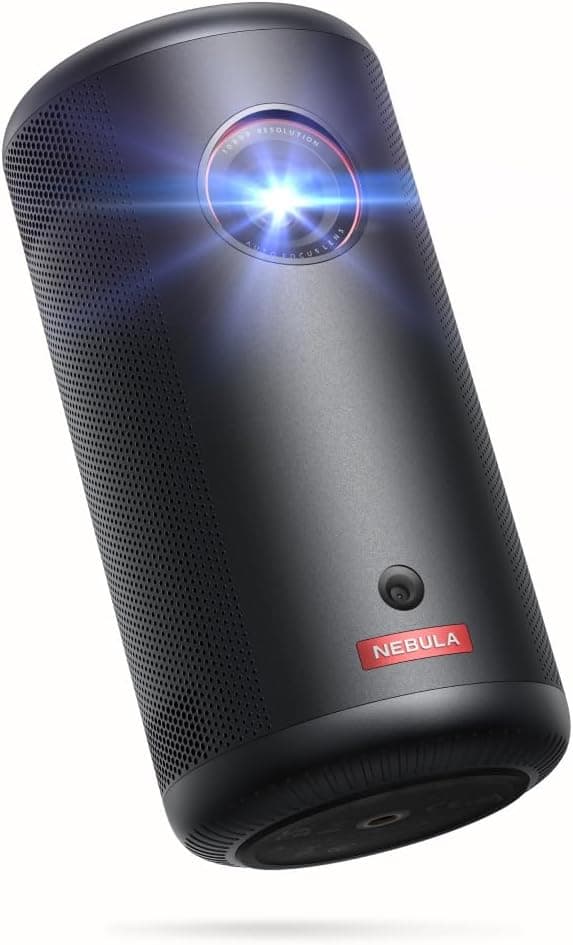 Nebula Capsule 3 Mini projetor portátil 1080p, Wi-Fi, 200 ANSI lúmens, Google TV, Netflix, Dolby Digital, imagem de 120 polegadas, bateria integrada, 2,5 h