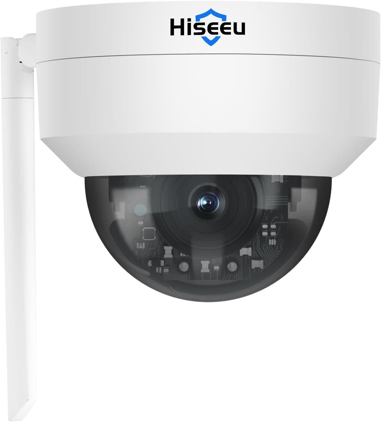 Hiseeu 5MP HD Pan/Tilt Câmara de vigilância de 360°, visão noturna colorida, câmara de segurança Wi-Fi, deteção automática pessoa/veículo, áudio bidirecional, aplicativo notificação, gravação em