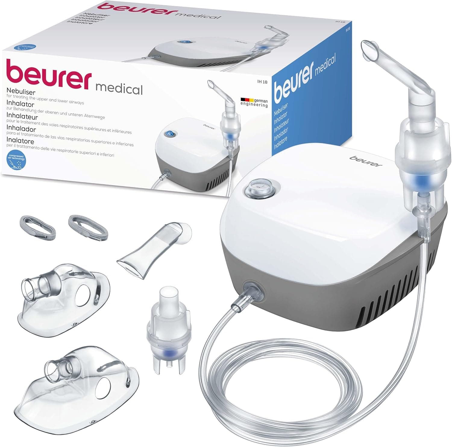 Beurer IH 18 | Nebulizador elétrico para adultos e crianças com tecnologia de ar comprimido