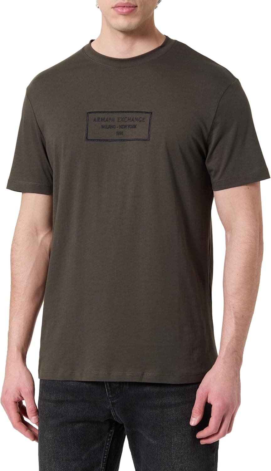 Armani Exchange Rectangular Box Logo | T-shirt em algodão para homem