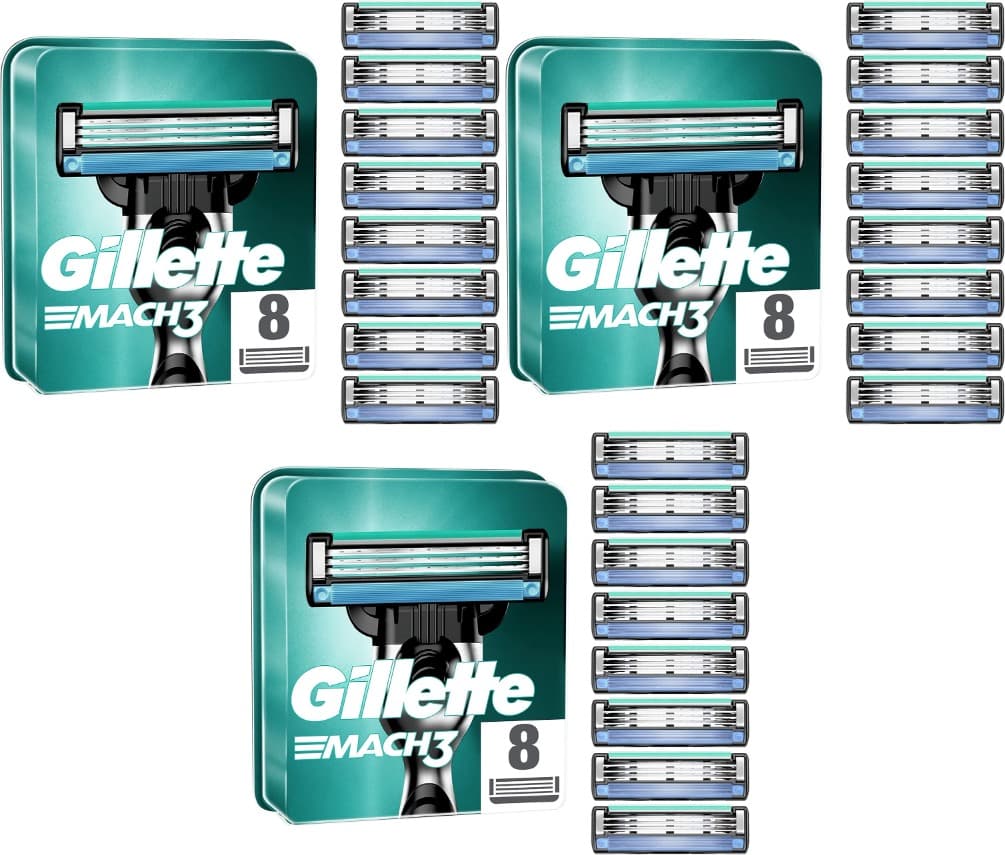 Gillette Mach3 Lâminas de barbear para homem, embalagem de 8 lâminas de substituição (a embalagem pode variar)