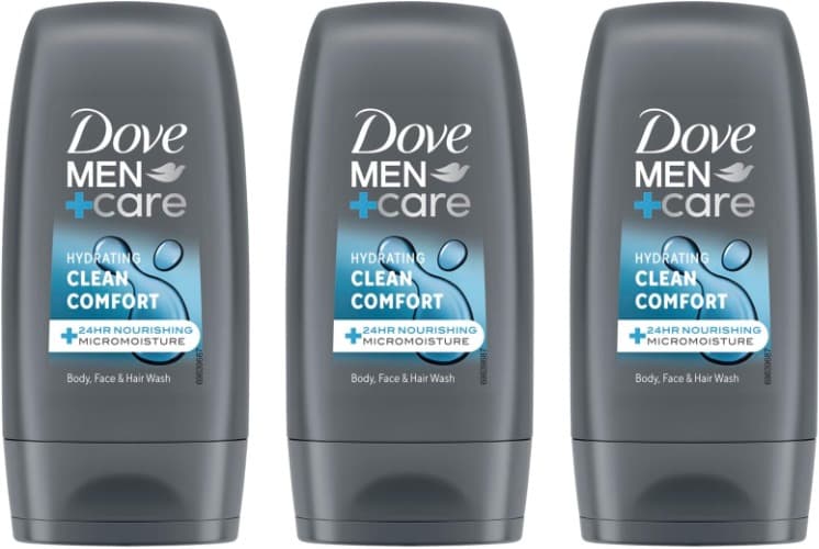 Dove Men+Care Clean Comfort | Gel de duche aromático para homem 55 ml x 3