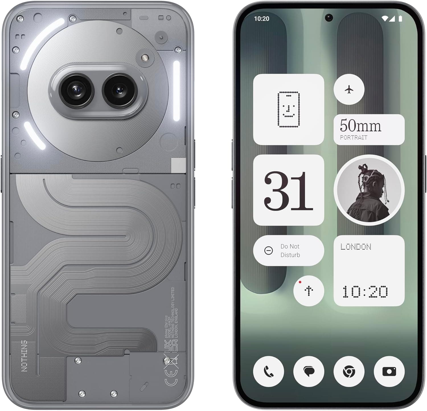 Nothing Phone (2a) Plus 12 + 256 GB, smartphone com câmara frontal de 50 MP, carregamento rápido de 50 W e Nothing OS 2.6 - cinzento