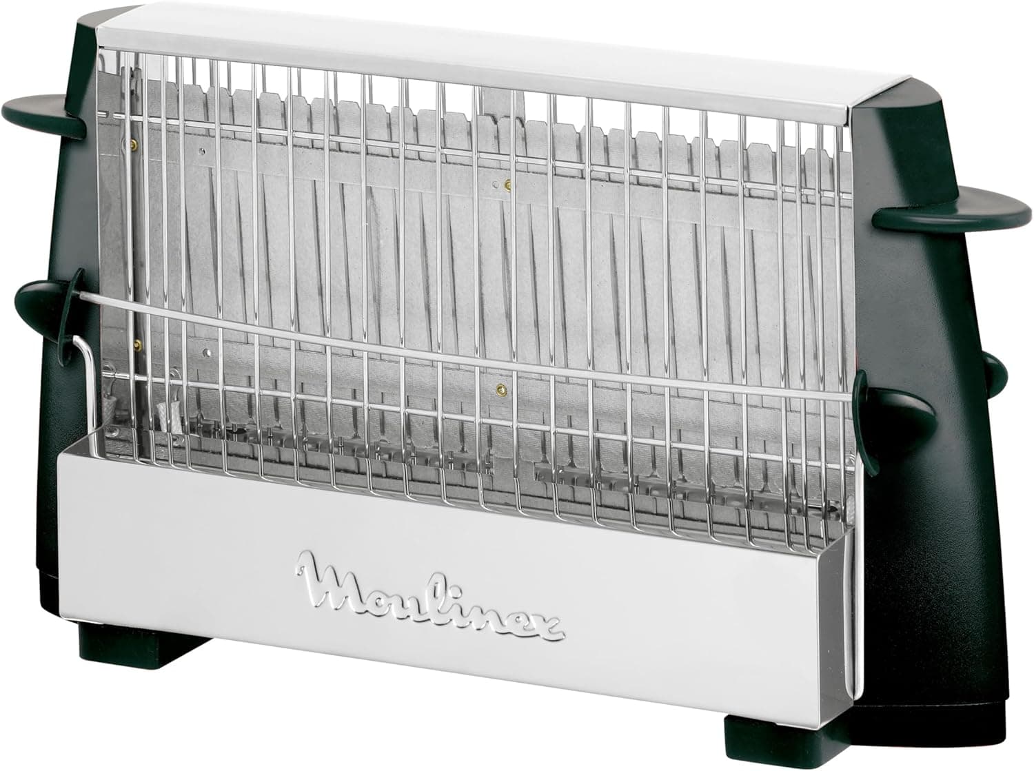 Moulinex Torradeira clássica de 760 W para todos os tipos de pão, até 4 fatias, punhos laterais frios, pequenos, fáceis de transportar e de usar, cor preta, A15453 